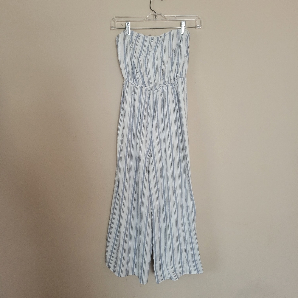 Womens Soprano Romper Size Small Striped Blue White Sleeveless Relaxed Cocktail